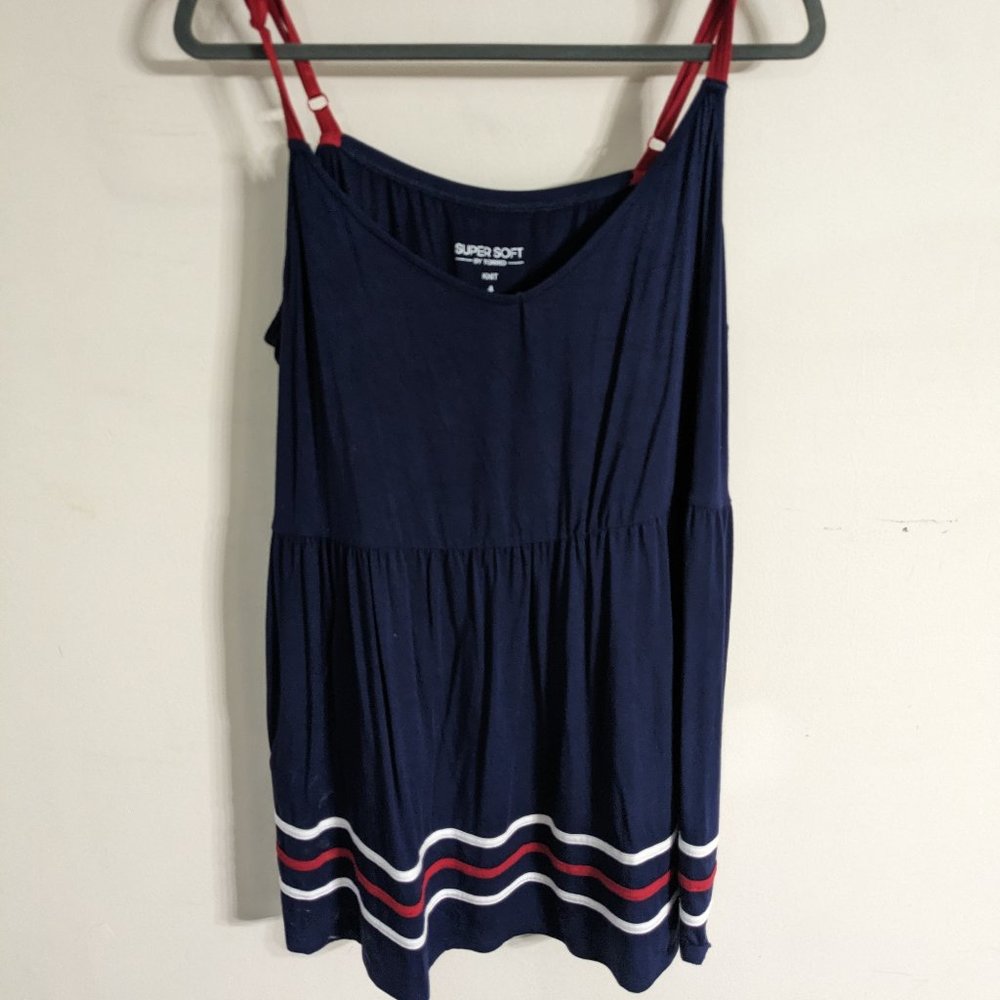 Torrid size 4, Blue Cami with Read & White Trim